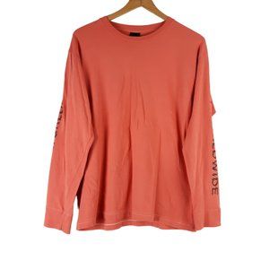 Obey Worldwide Cotton Long Sleeve Salmon Shirt Size Medium
